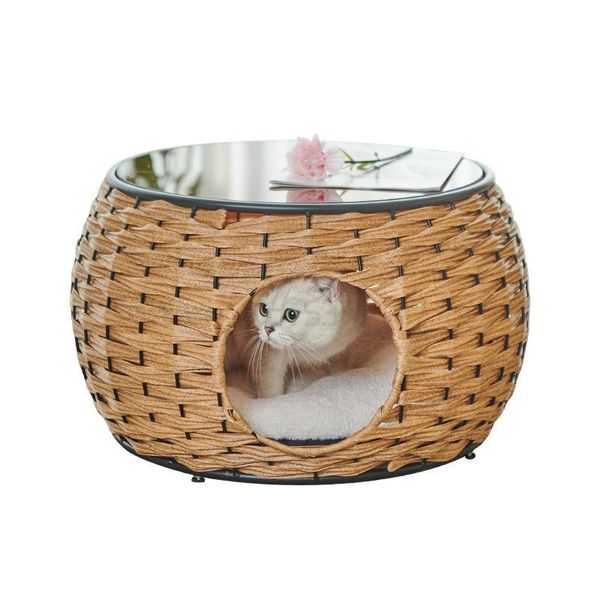 cat beds & furniture rattan woven glass tea table dual-purpose nest warm villa semi closed house cage
cat beds & furniture rattan woven glass tea table dual-purpose nest warm villa semi closed house cage