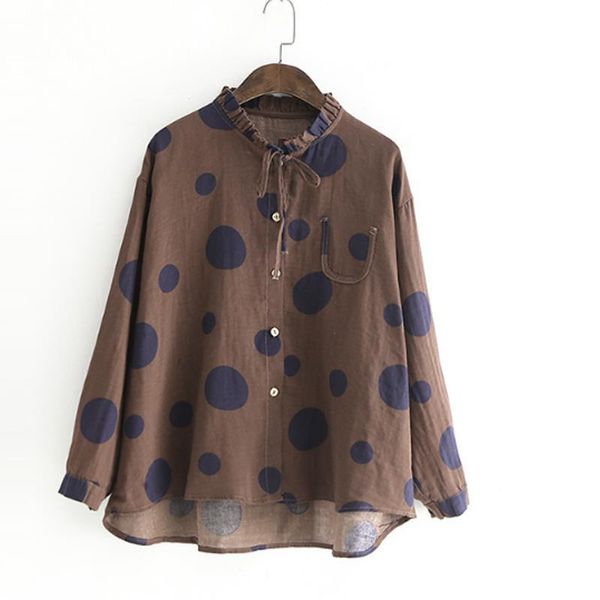 women shirt polka dot shirts summer v neck japanese style blouses long sleeve cardigan vintage plus size, White
women shirt polka dot shirts summer v neck japanese style blouses long sleeve cardigan vintage plus size, White