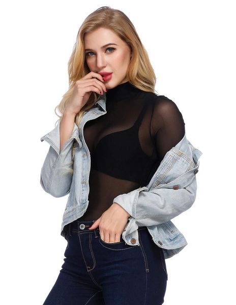 women's t-shirt women long sleeve mesh see-through fashion solid color for party club, White
women's t-shirt women long sleeve mesh see-through fashion solid color for party club, White