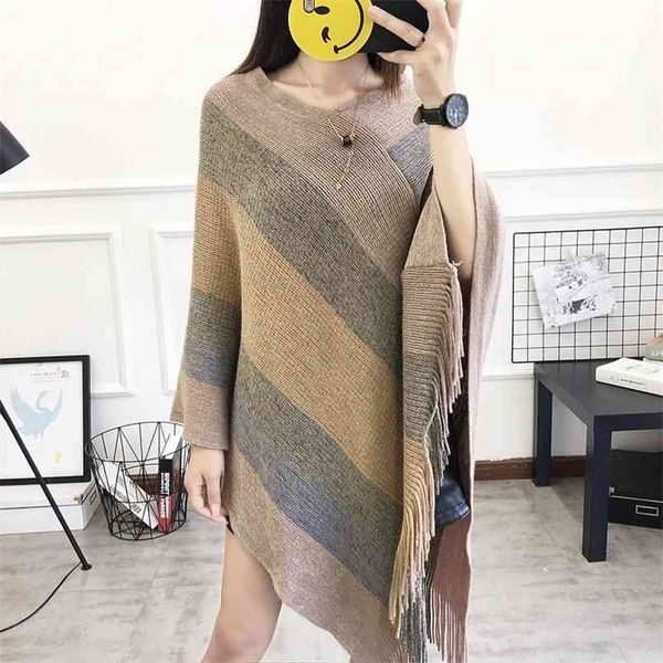 oversized striped fringed sweater poncho female v-neck sleeveless loose knit mid-length bat women spring autumn 210427, White;black
oversized striped fringed sweater poncho female v-neck sleeveless loose knit mid-length bat women spring autumn 210427, White;black
