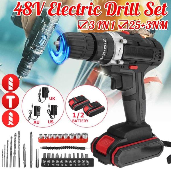 professiona electric drills 48v cordless impact drill screwdriver set tool hammer hight power eu/au/us plug with 1/2 batteries
professiona electric drills 48v cordless impact drill screwdriver set tool hammer hight power eu/au/us plug with 1/2 batteries