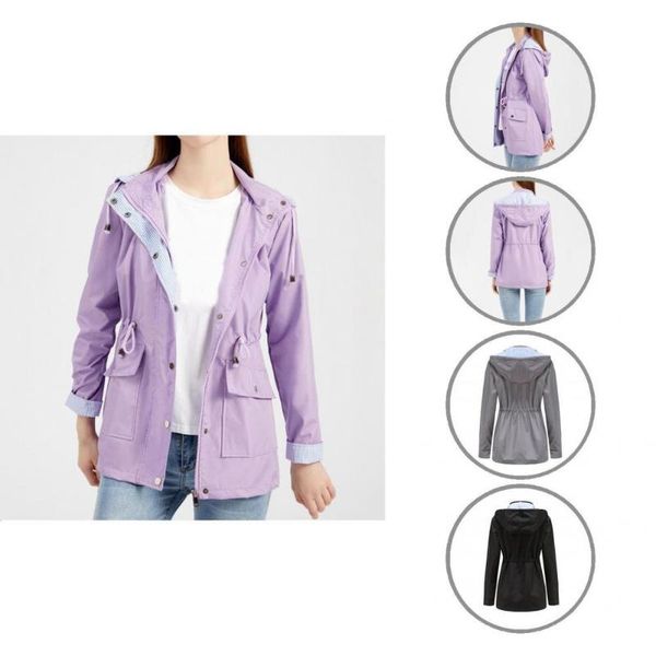 women's jackets jacket raincoat detachable hat striped lining casual windbreaker women charming overcoat, Black;brown
women's jackets jacket raincoat detachable hat striped lining casual windbreaker women charming overcoat, Black;brown