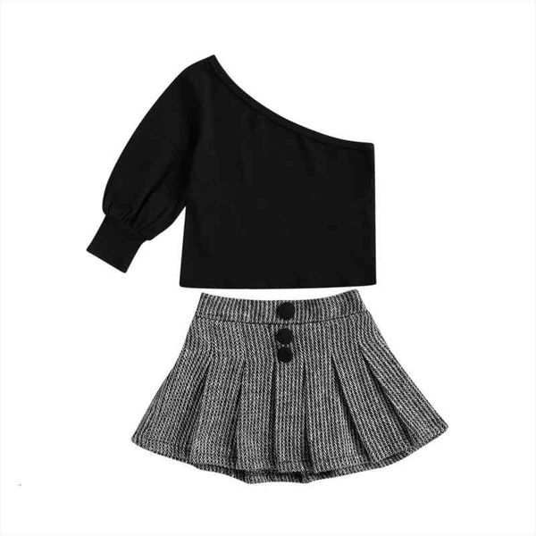 spring toddler kid girls casual 2pcs clothes sets black shoulder shirts high waist buttons skirts casual set, White
spring toddler kid girls casual 2pcs clothes sets black shoulder shirts high waist buttons skirts casual set, White