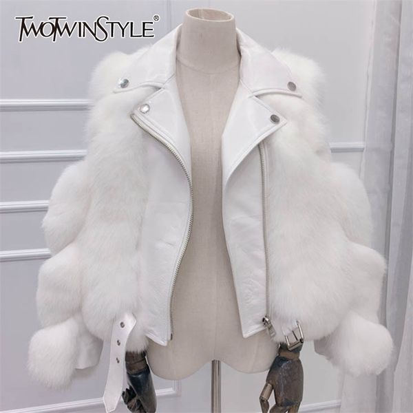 twotwinstyle high street faux fur coat for women lapel loose long sleeve patchwork zipper short coats female winter clothes 211123, Black
twotwinstyle high street faux fur coat for women lapel loose long sleeve patchwork zipper short coats female winter clothes 211123, Black