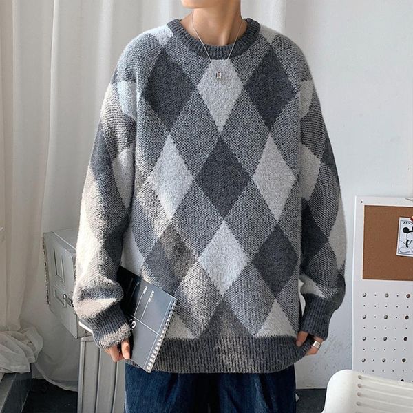 men's sweaters plaid round neck standard fall sweater autumn winter 2021 casual loose fashion male, White;black
men's sweaters plaid round neck standard fall sweater autumn winter 2021 casual loose fashion male, White;black