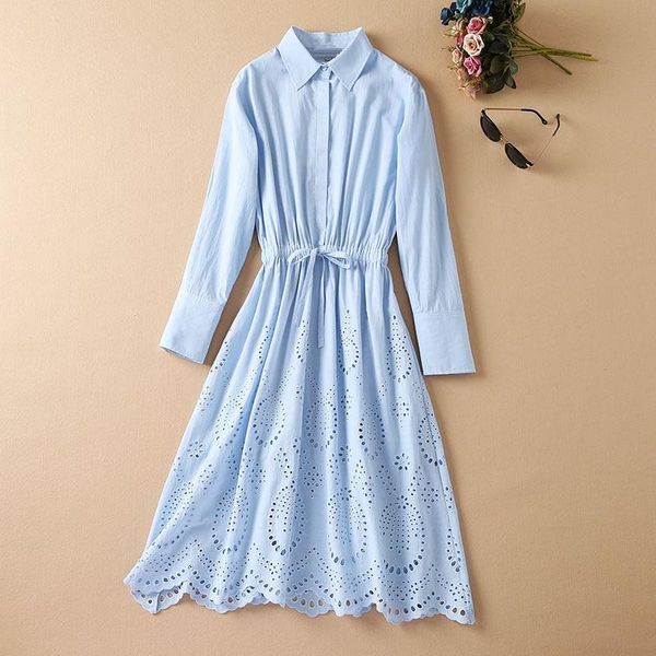 casual dresses cotton dress 2021 autumn women turn-down collar hollow out embroidery drawstring waist long sleeve blue, Black;gray
casual dresses cotton dress 2021 autumn women turn-down collar hollow out embroidery drawstring waist long sleeve blue, Black;gray
