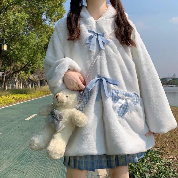 women's fur & faux winter soft girl cute cat ears hooded zipper thicken plush jacket for women vintage long sleeve kawaii coats jk loli, Black
women's fur & faux winter soft girl cute cat ears hooded zipper thicken plush jacket for women vintage long sleeve kawaii coats jk loli, Black