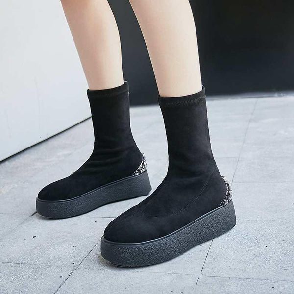boots soft stretch flock crystal studded round toe high heels thick bottom platform winter women mid-calf l58 sgos, Black
boots soft stretch flock crystal studded round toe high heels thick bottom platform winter women mid-calf l58 sgos, Black