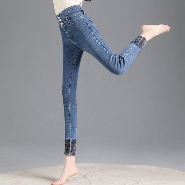 high waist stretch thinck velvet women's jeans single breasted skinny ankle length denim mujer slim pencil pants warm winter, Blue
high waist stretch thinck velvet women's jeans single breasted skinny ankle length denim mujer slim pencil pants warm winter, Blue