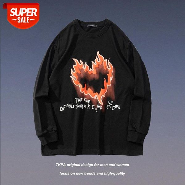 t shirt street hip-hop love flame graffiti thin sweater men's tide brand loose couple casual wild long #zq29, White;black
t shirt street hip-hop love flame graffiti thin sweater men's tide brand loose couple casual wild long #zq29, White;black