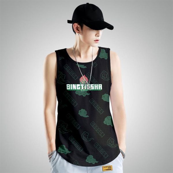 men' tank summer quick-drying fitness black print vest sleeveless loose basketball running sports top, White;black
men' tank summer quick-drying fitness black print vest sleeveless loose basketball running sports top, White;black