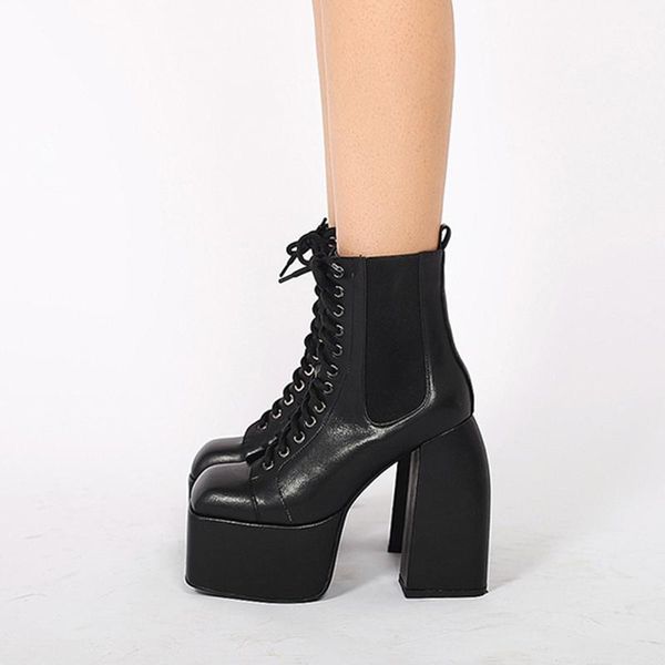 boots 13.5cm super high thick heel round toe genuine leather streetwear lace up keep warm pure color stretch women boot hl379 muyisexi, Black
boots 13.5cm super high thick heel round toe genuine leather streetwear lace up keep warm pure color stretch women boot hl379 muyisexi, Black