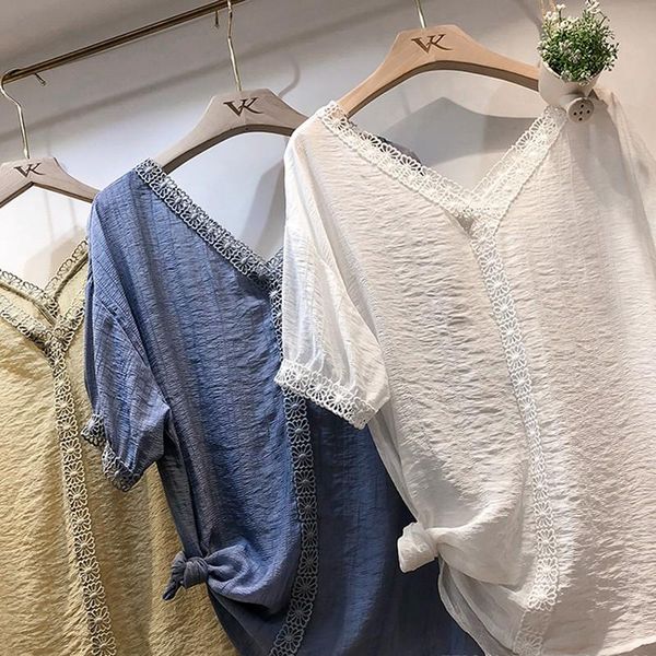 summer chiffon blouse women mujer plus size elegant crochet lace patchwork v neck shirt femme blusas women's blouses & shirts, White
summer chiffon blouse women mujer plus size elegant crochet lace patchwork v neck shirt femme blusas women's blouses & shirts, White