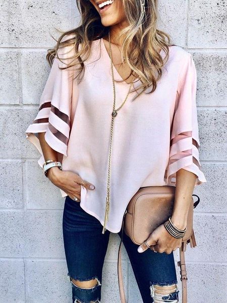women's blouses & shirts women casual loose v neck chiffon blouse fashion lady summer half sleeve solid shirt blusas mujer femme, White
women's blouses & shirts women casual loose v neck chiffon blouse fashion lady summer half sleeve solid shirt blusas mujer femme, White