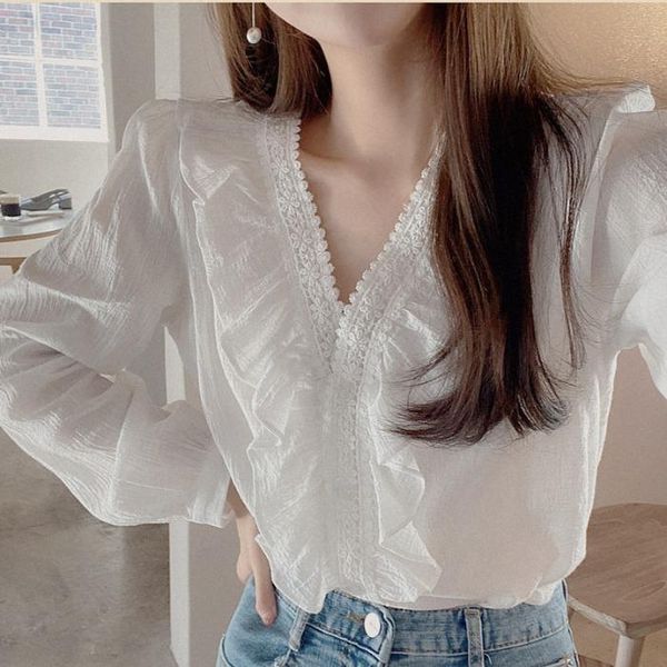 women's blouses & shirts elegant ruffles white shirt korean womens and sweet patchwork lace blusa feminina
women's blouses & shirts elegant ruffles white shirt korean womens and sweet patchwork lace blusa feminina