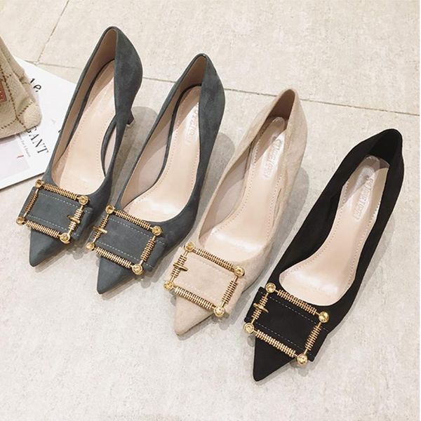 dress shoes women's high heels stiletto heel pointed shallow mouth suede single women 7.5cm with 5.5cm, Black
dress shoes women's high heels stiletto heel pointed shallow mouth suede single women 7.5cm with 5.5cm, Black