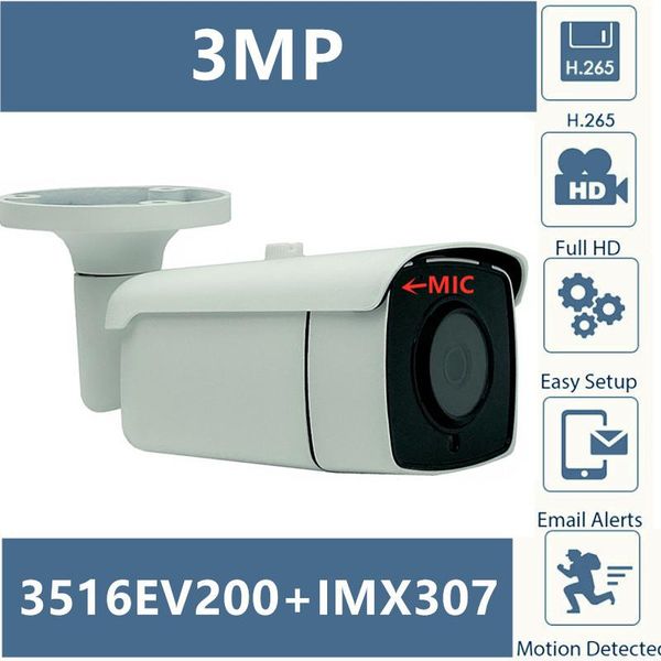 cameras sony imx307+3516ev200 h.265 ip metal camera outdoor built-in mic auido 3mp 2304*1296 ip66 xmeye onvif motion detection
cameras sony imx307+3516ev200 h.265 ip metal camera outdoor built-in mic auido 3mp 2304*1296 ip66 xmeye onvif motion detection