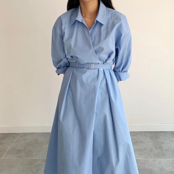 casual dresses korean early autumn simple vestidos female lapel ring buckle strap waist loose pocket shirt midi dress dk1279, Black;gray
casual dresses korean early autumn simple vestidos female lapel ring buckle strap waist loose pocket shirt midi dress dk1279, Black;gray