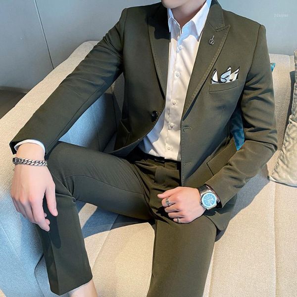 men's suits & blazers spring male business social formal wear 2021 classic casual solid color two piece sets trend korean groom wedding, White;black
men's suits & blazers spring male business social formal wear 2021 classic casual solid color two piece sets trend korean groom wedding, White;black