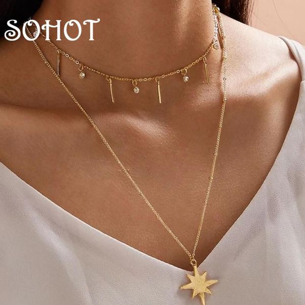 romantic double layer cute star women pendant necklace chic tassel metal bar imitation crystal dangle for female jewelry necklaces, Silver
romantic double layer cute star women pendant necklace chic tassel metal bar imitation crystal dangle for female jewelry necklaces, Silver
