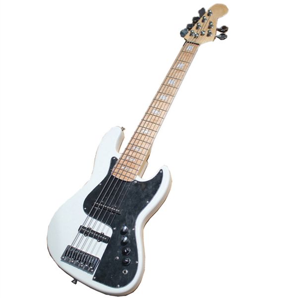 6 strings maple fingerboard white body electric jazz bass guitar with black pickguard,chrome hardware,white pearl inlay,offer customize
6 strings maple fingerboard white body electric jazz bass guitar with black pickguard,chrome hardware,white pearl inlay,offer customize