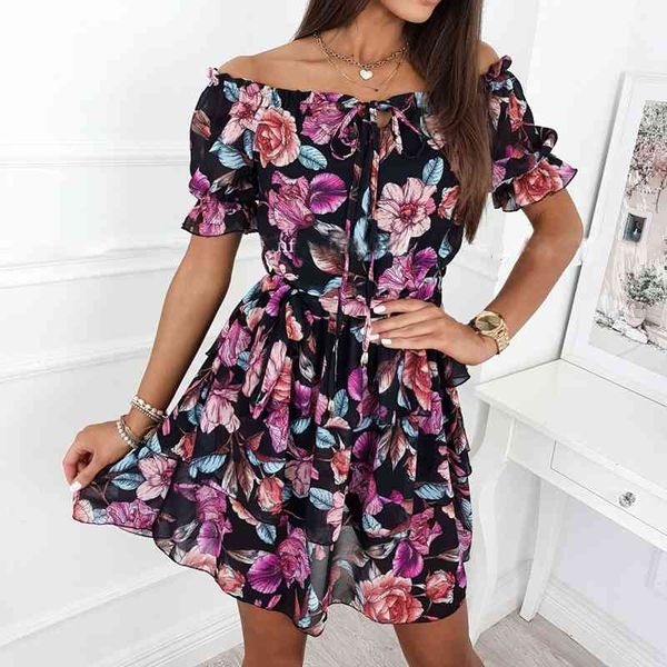 casual dresses chiffon floral ruffles mini dress women slash neck petal sleeve a-line flowers printed party summer female fashion, Black;gray
casual dresses chiffon floral ruffles mini dress women slash neck petal sleeve a-line flowers printed party summer female fashion, Black;gray