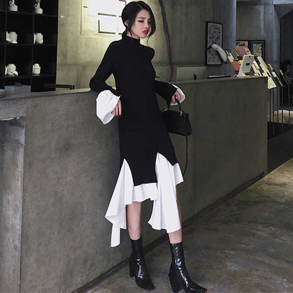 women's t-shirt autumn winter korean fashion women sweater patchwork colored asymmetrical design long sleeve knitted es ladies ld8, White
women's t-shirt autumn winter korean fashion women sweater patchwork colored asymmetrical design long sleeve knitted es ladies ld8, White