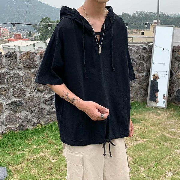 men's hoodies & sweatshirts hooded are summer trend for men with loose short sleeves solid color streetwear sweatshirt fashion, Black
men's hoodies & sweatshirts hooded are summer trend for men with loose short sleeves solid color streetwear sweatshirt fashion, Black
