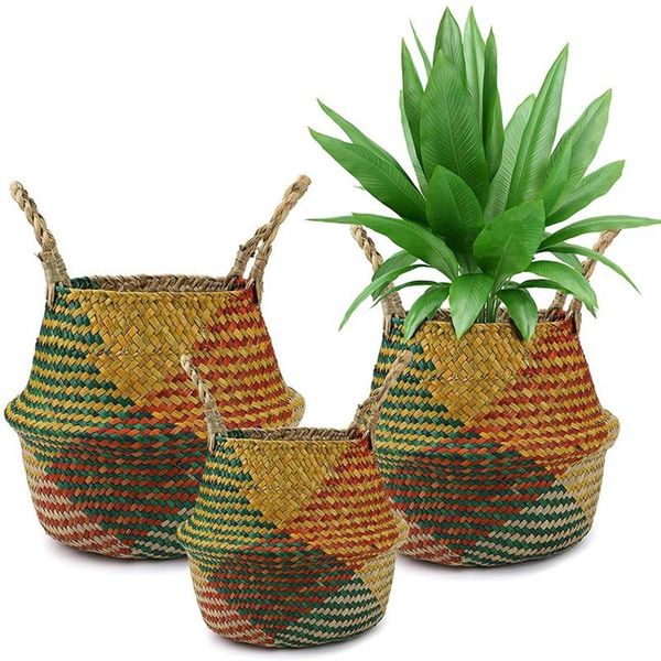 storage baskets 3pcs large woven seagrass belly foldable basket colorful plant pot for picnic toy laundry household organization
storage baskets 3pcs large woven seagrass belly foldable basket colorful plant pot for picnic toy laundry household organization