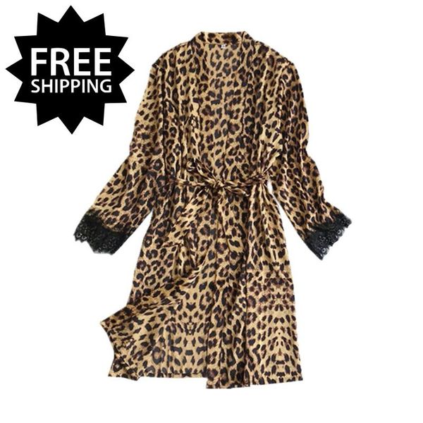 women's sleepwear women robe leopard pyjamas femme lace pajamas satin silk pijama mujer bathrobe lingerie party nightgown a50, Black;red
women's sleepwear women robe leopard pyjamas femme lace pajamas satin silk pijama mujer bathrobe lingerie party nightgown a50, Black;red