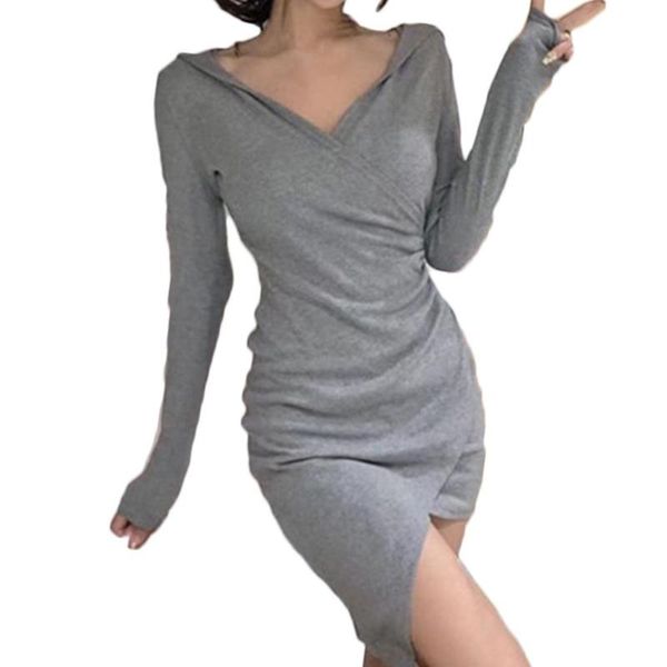 casual dresses autumn winter women dress long sleeve v neck irregular hem front wrap bodycon hooded female sweatshirt oversize, Black;gray
casual dresses autumn winter women dress long sleeve v neck irregular hem front wrap bodycon hooded female sweatshirt oversize, Black;gray