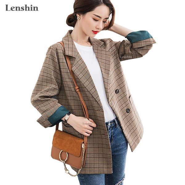 women's wool & blends lenshin vintage england style loose thick plaid coat with two big pockets for women fashion outwear jacket brown, Black
women's wool & blends lenshin vintage england style loose thick plaid coat with two big pockets for women fashion outwear jacket brown, Black