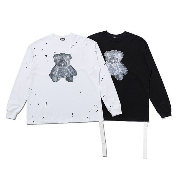 men's and women's t-shirt cotton 3m reflective bear print loose round neck long-sleeved sweater thin section shirt, Black
men's and women's t-shirt cotton 3m reflective bear print loose round neck long-sleeved sweater thin section shirt, Black