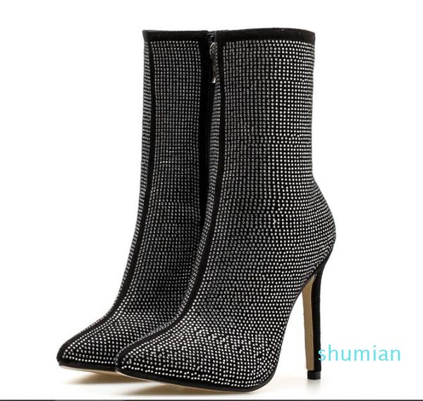 winter boots simple classic nightclub girl banquet party pointed rhinestone fine super 11.5cm high heel ladies ankle boots, Black
winter boots simple classic nightclub girl banquet party pointed rhinestone fine super 11.5cm high heel ladies ankle boots, Black