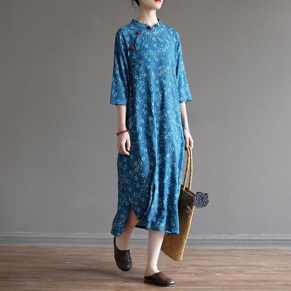 casual dresses johnature women vintage print floral autumn stand seven sleeve cotton linen female a-line button 5pt3, Black;gray
casual dresses johnature women vintage print floral autumn stand seven sleeve cotton linen female a-line button 5pt3, Black;gray