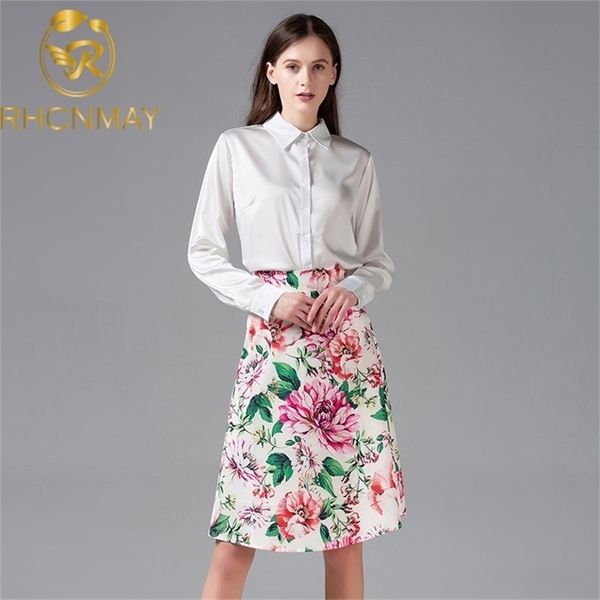 runway summer holiday sets suits women's long sleeve white blouse shirt + fancy floral printed skirt suit two pieces 210520
runway summer holiday sets suits women's long sleeve white blouse shirt + fancy floral printed skirt suit two pieces 210520