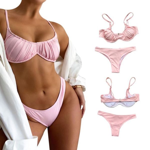 women's swimwear solid color bikini sleeveless sling briefs swimsuit bare midriff two-pieces set, White;black
women's swimwear solid color bikini sleeveless sling briefs swimsuit bare midriff two-pieces set, White;black