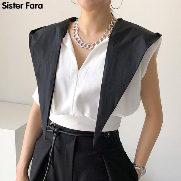 sister fara chic v-neck patchwork hooded women's t-shirt woman summer 2021 solid sleeveless slim tees female pullover, White
sister fara chic v-neck patchwork hooded women's t-shirt woman summer 2021 solid sleeveless slim tees female pullover, White