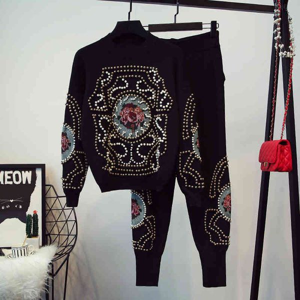 women's tracksuits autumn and winter beaded cross-stitch sweater + casual pants suit sweatsuits for c921 g94k, Gray
women's tracksuits autumn and winter beaded cross-stitch sweater + casual pants suit sweatsuits for c921 g94k, Gray