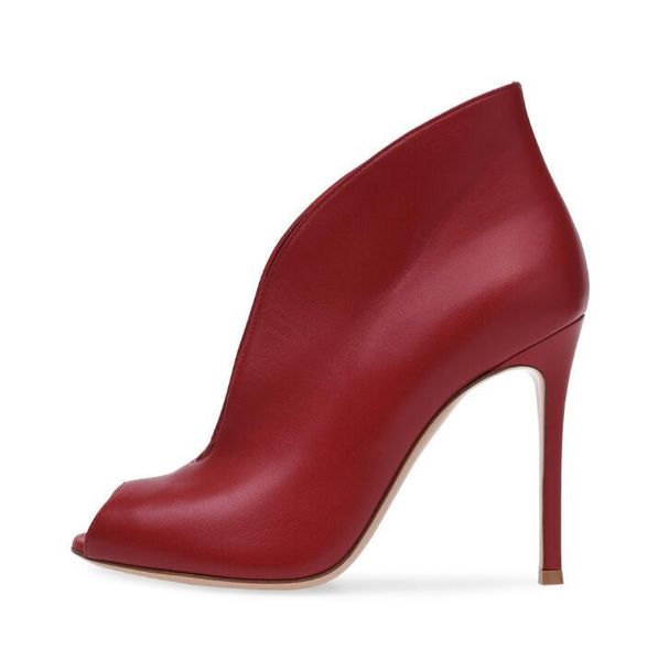 boots burgundy leather womens ankle shoes peep toe deep v-style high heel customized cut-out ladies, Black
boots burgundy leather womens ankle shoes peep toe deep v-style high heel customized cut-out ladies, Black