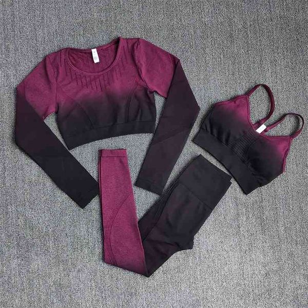 ombre women yoga set workout long sleeve crop sports bra seamless leggings gym clothing fitness wear suits 210802, Gray
ombre women yoga set workout long sleeve crop sports bra seamless leggings gym clothing fitness wear suits 210802, Gray