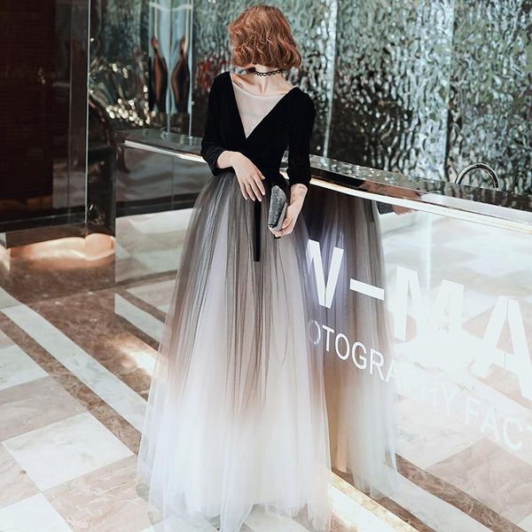 party dresses evening dress long 3/4 sleeve 2021 a line formal velour prom gown bridal vestido de noiva, White;black
party dresses evening dress long 3/4 sleeve 2021 a line formal velour prom gown bridal vestido de noiva, White;black