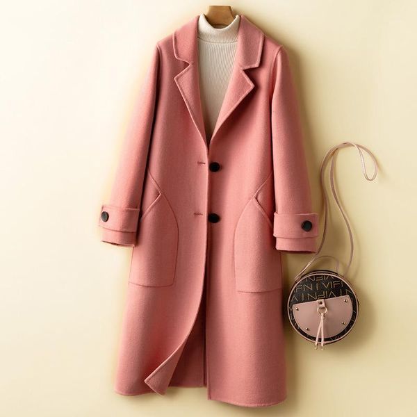 women's wool & blends 2021 early autumn product double-sided woolen coat ladies slanting pocket suit collar buttoned small, Black
women's wool & blends 2021 early autumn product double-sided woolen coat ladies slanting pocket suit collar buttoned small, Black