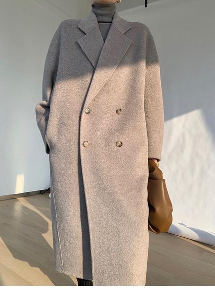 women's wool & blends handmade double faced alpaca cashmere large silhouette coat for woolen by heavy industry in autumn and winter, Black
women's wool & blends handmade double faced alpaca cashmere large silhouette coat for woolen by heavy industry in autumn and winter, Black