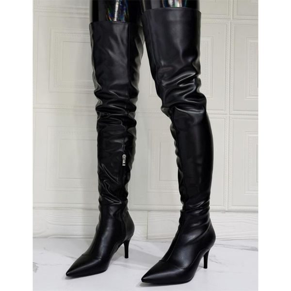boots women's over the knee high pure black winter stiletto heel pointed toe motorcycle zippe
boots women's over the knee high pure black winter stiletto heel pointed toe motorcycle zippe