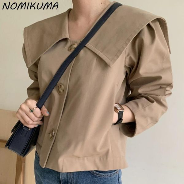 women's jackets nomikuma sweet sailor collar women coat causal back split jacket 2021 autumn pull sleeve short outwear 6z199, Black;brown
women's jackets nomikuma sweet sailor collar women coat causal back split jacket 2021 autumn pull sleeve short outwear 6z199, Black;brown
