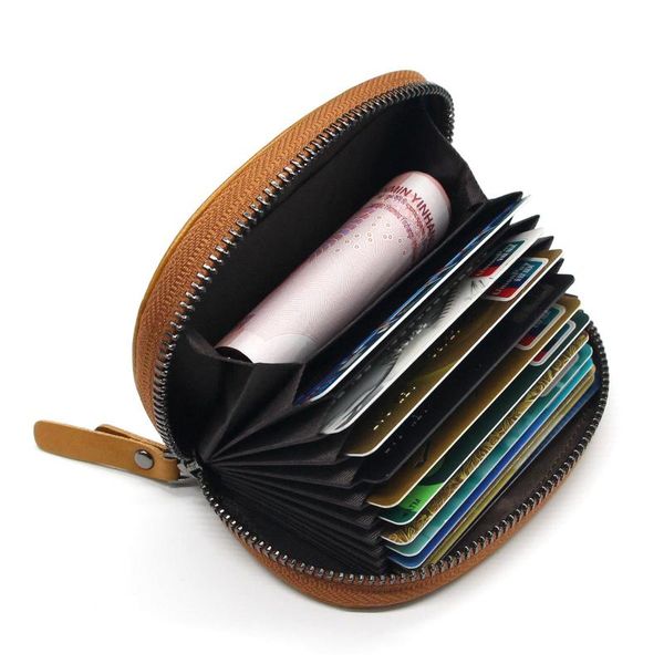 card holders organ wallet retro oil wax genuine leather bit more clamp zipper men's and women's cowhide purse, Brown;gray
card holders organ wallet retro oil wax genuine leather bit more clamp zipper men's and women's cowhide purse, Brown;gray