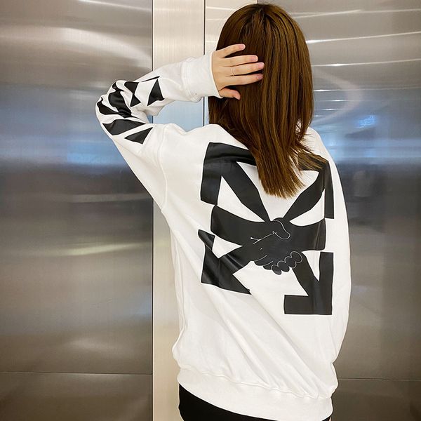 back white off gesture style arrstyle fashion men's and women's same round neck sweater, Black
back white off gesture style arrstyle fashion men's and women's same round neck sweater, Black