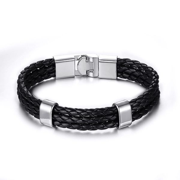 charm bracelets exquisite stainless steel pu leather jewelry multi-layer black woven bracelet men's wristband cuffs gift, Golden;silver
charm bracelets exquisite stainless steel pu leather jewelry multi-layer black woven bracelet men's wristband cuffs gift, Golden;silver