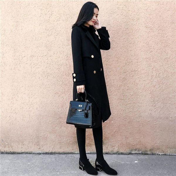 women's wool & blends 2021 women autumn winter casual coats lady double breasted long sleeve mid-long jackets female elegant loose oute, Black
women's wool & blends 2021 women autumn winter casual coats lady double breasted long sleeve mid-long jackets female elegant loose oute, Black
